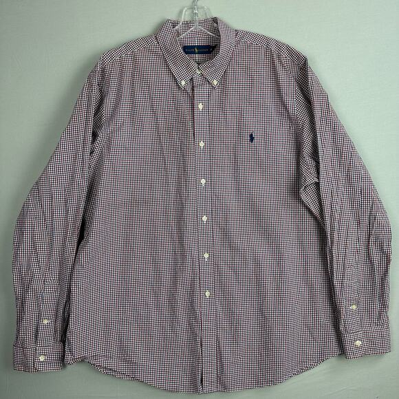 Ralph Lauren Men’s XXL Casual Button Down Shirt Blue Red Checks - Picture 1 of 8